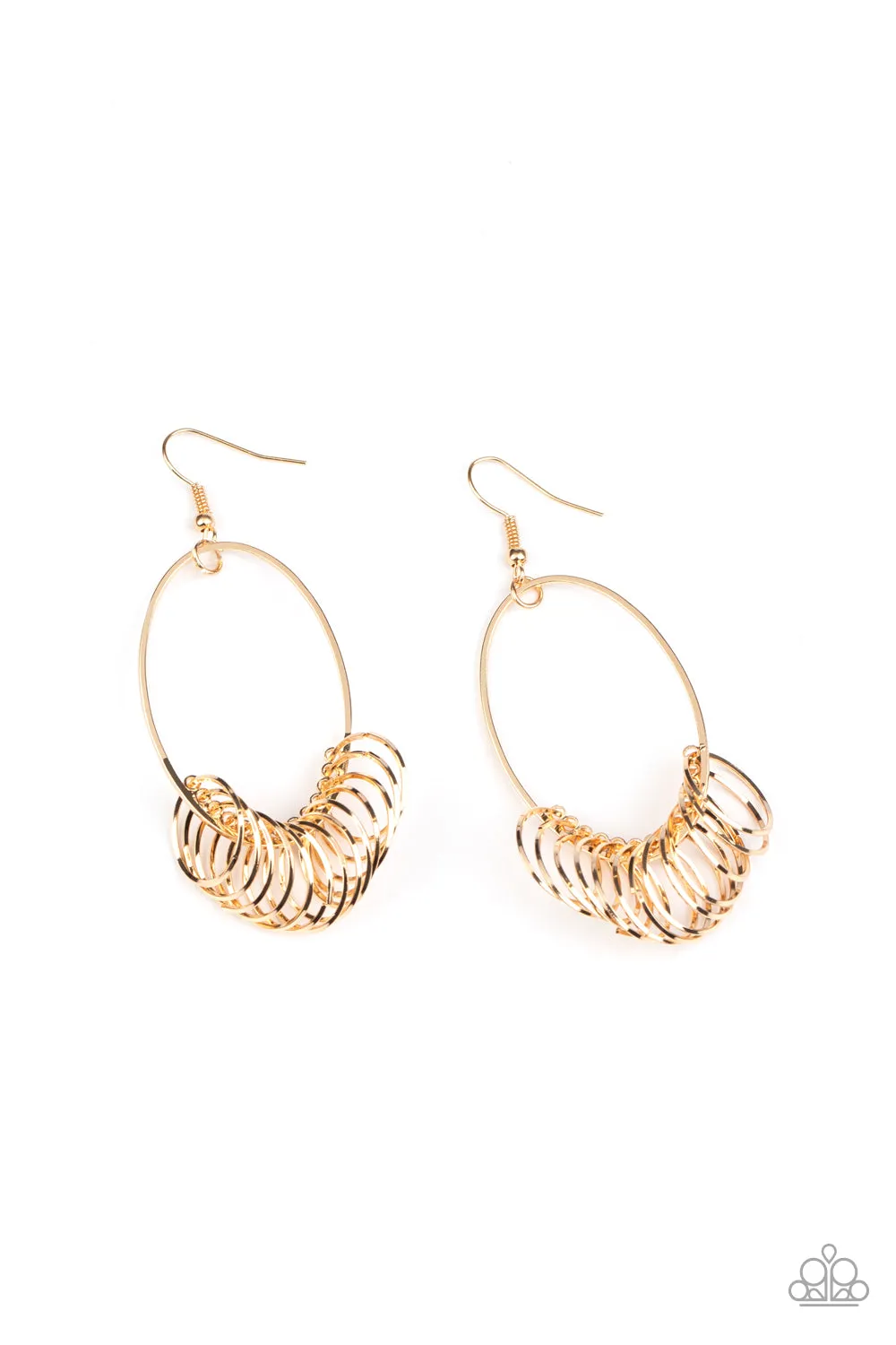 Paparazzi Accessories - Halo Effect - Gold Earrings