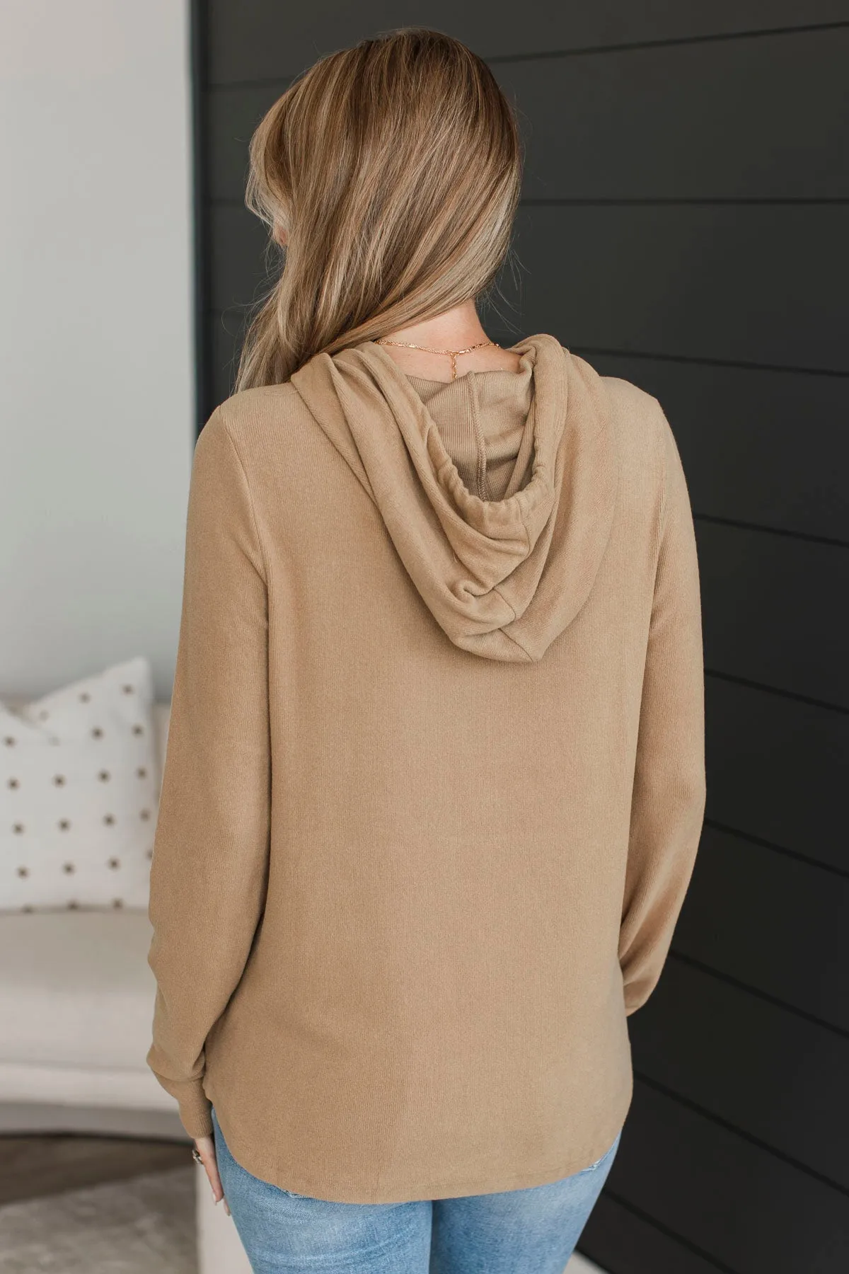 Perfectly Comfortable Hooded Top- Camel