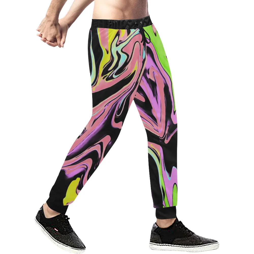 Pink Ibiza Psychedelic Rave All Over Print Light-Weight Men's Jogger Sweatpants (Non Fleece Lined)