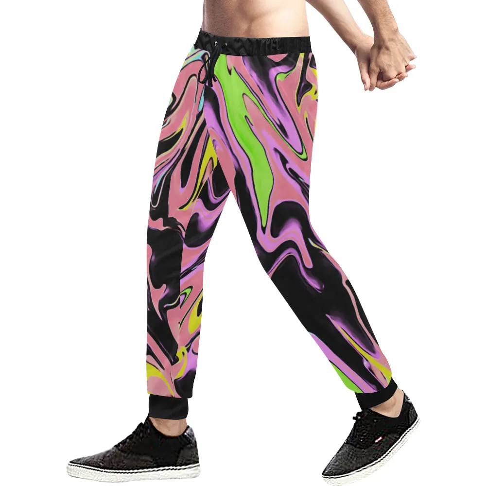 Pink Ibiza Psychedelic Rave All Over Print Light-Weight Men's Jogger Sweatpants (Non Fleece Lined)