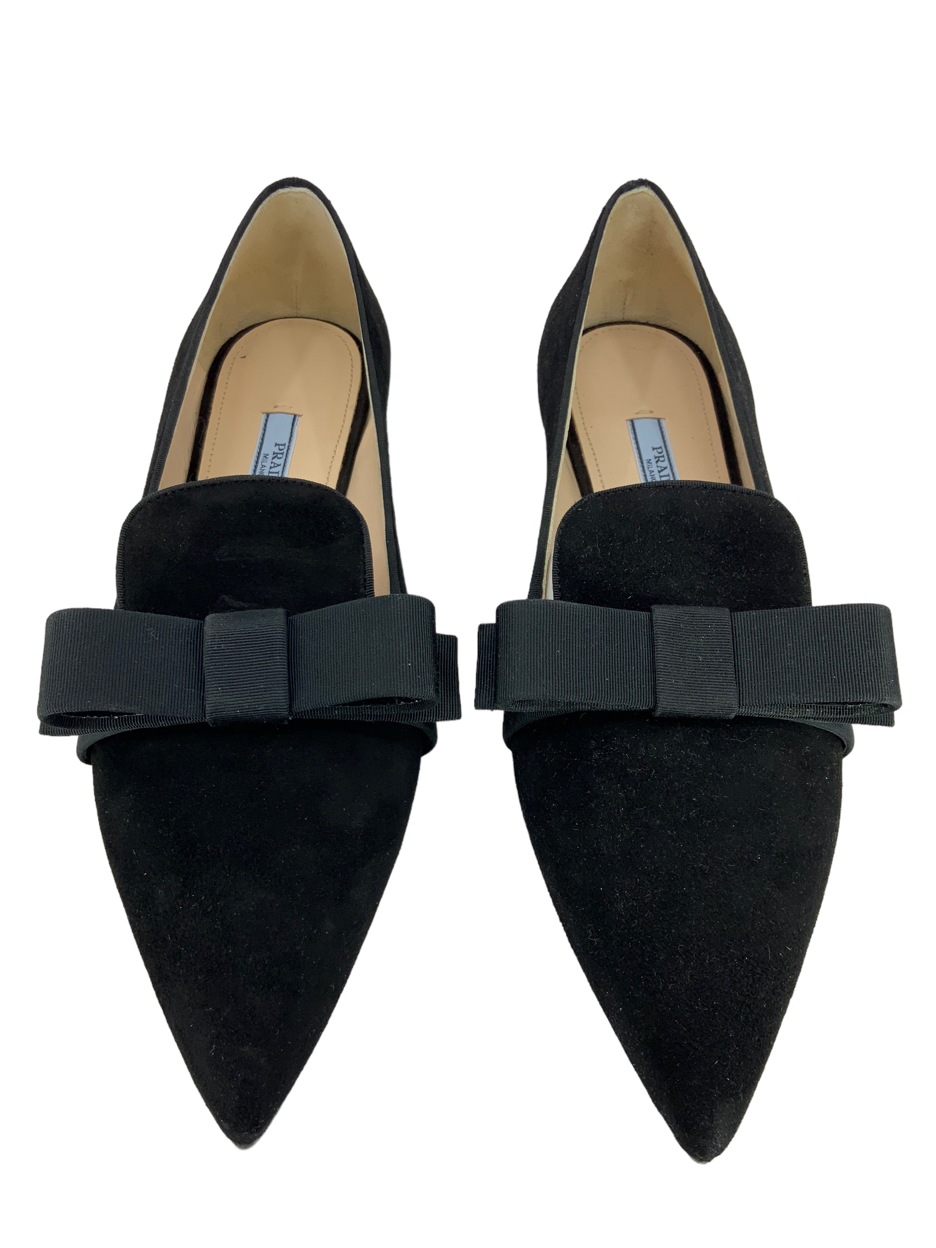 Prada Suede Point-Toe Bow Pump Size 7