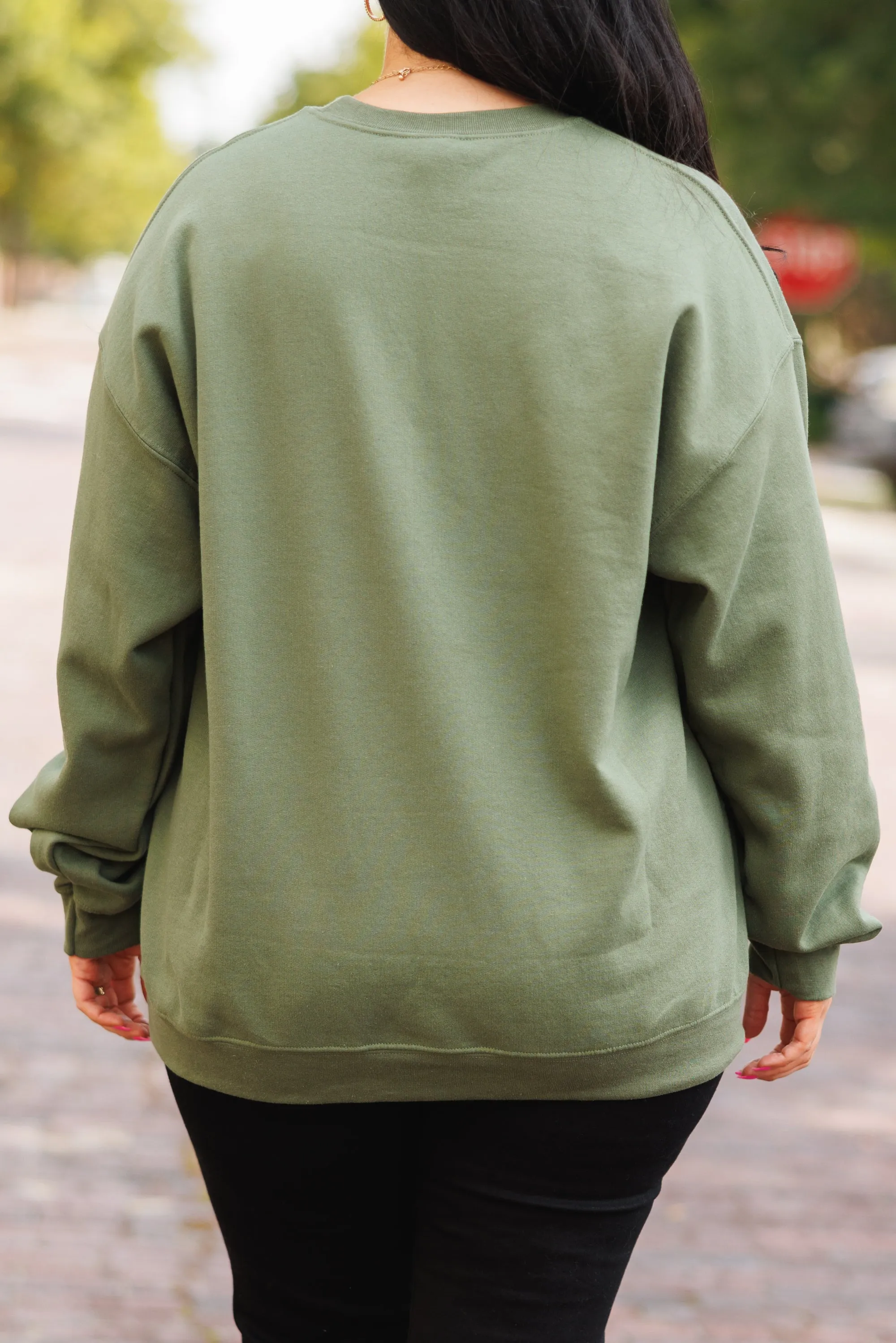 Remember To Smile Sweatshirt, Military Green