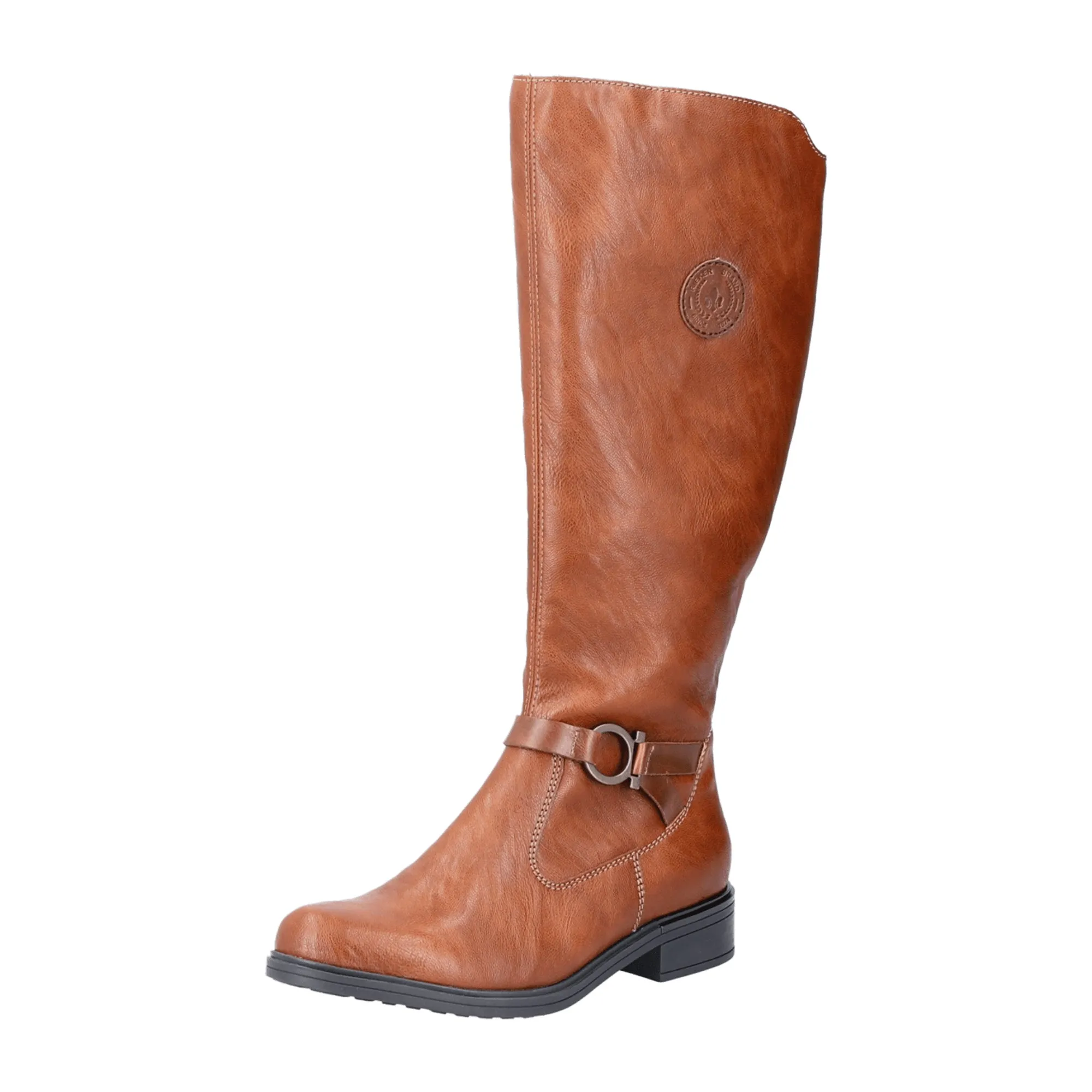 Rieker HWK Women's Chestnut Boots with Side Zipper and Black Sole