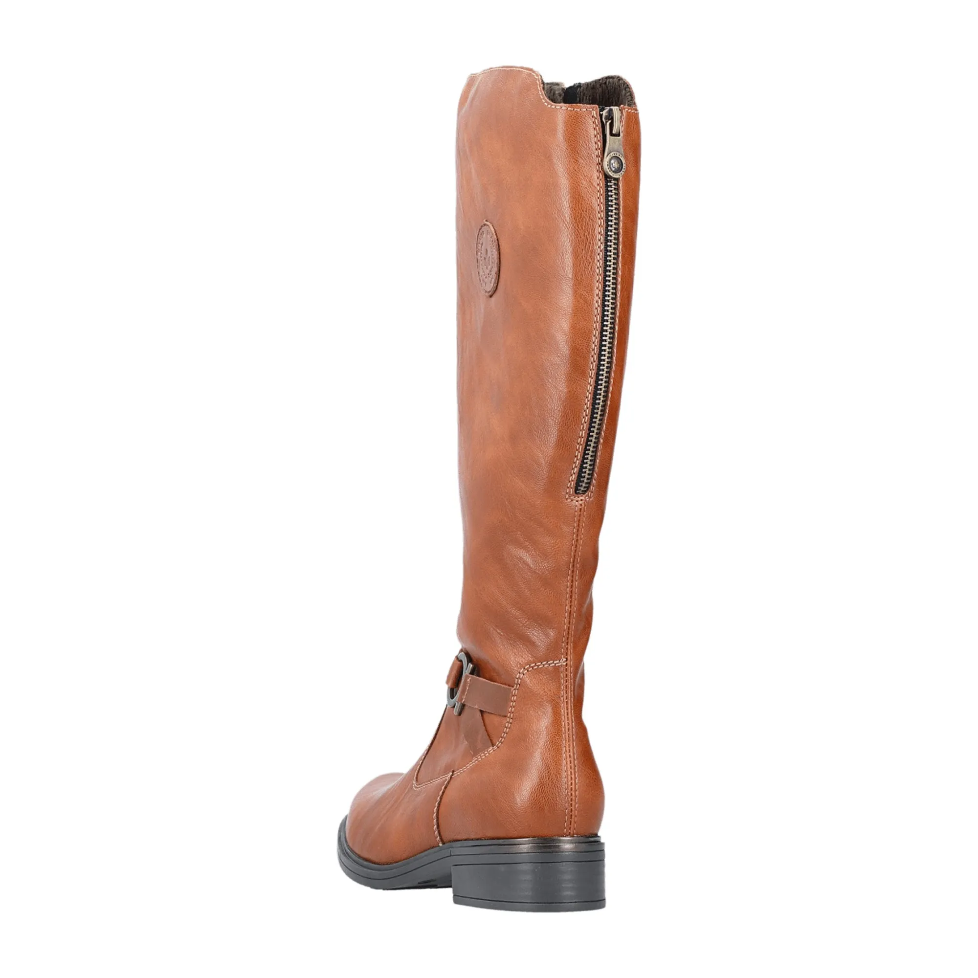 Rieker HWK Women's Chestnut Boots with Side Zipper and Black Sole