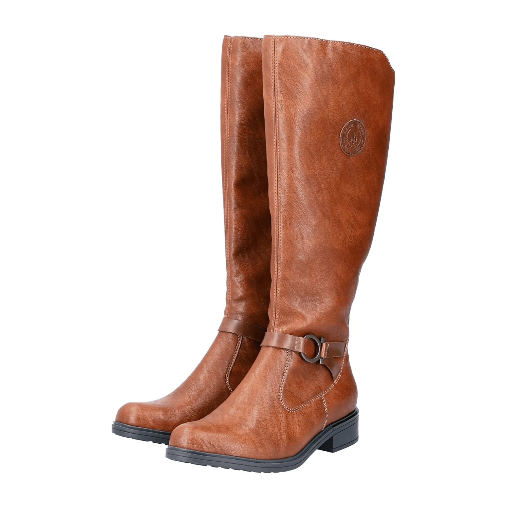 Rieker HWK Women's Chestnut Boots with Side Zipper and Black Sole