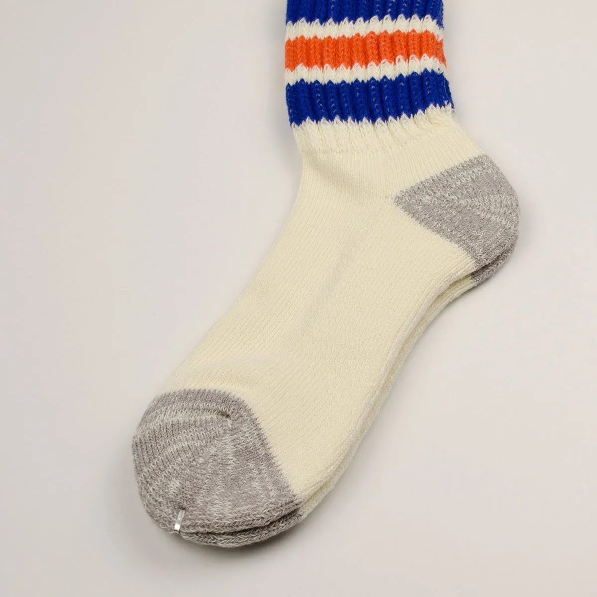 RoToTo - Coarse Ribbed Old School Crew Socks - Blue / Orange