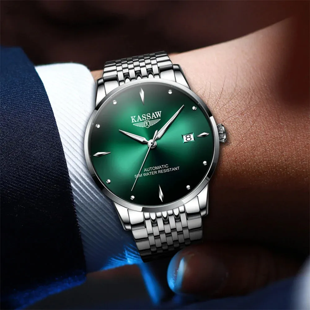 Sapphire Crystal Stainless Steel Automatic Mechanical Wristwatch for Men