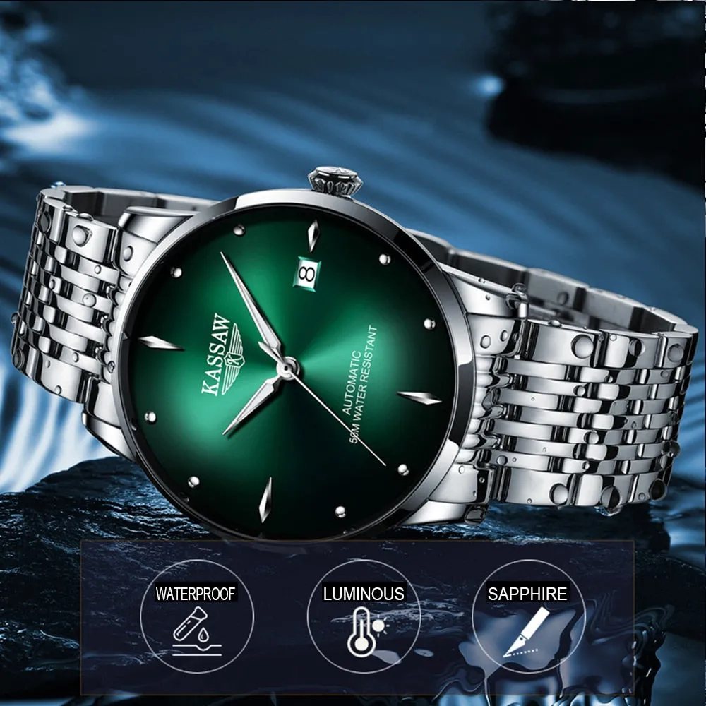 Sapphire Crystal Stainless Steel Automatic Mechanical Wristwatch for Men