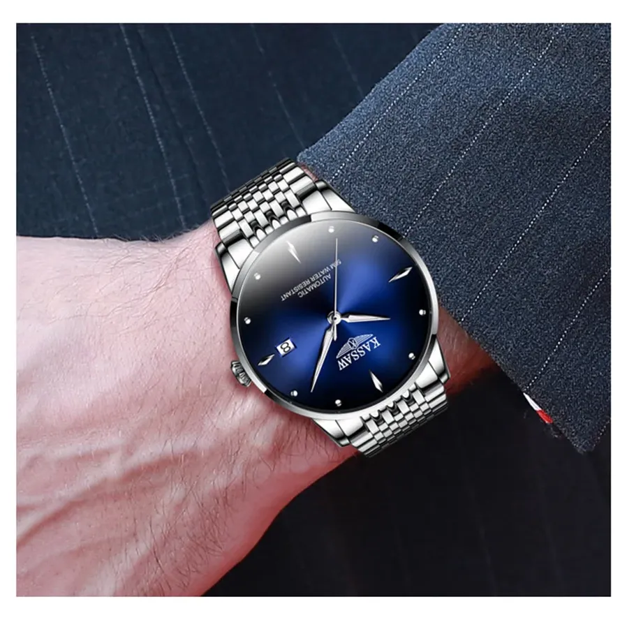 Sapphire Crystal Stainless Steel Automatic Mechanical Wristwatch for Men