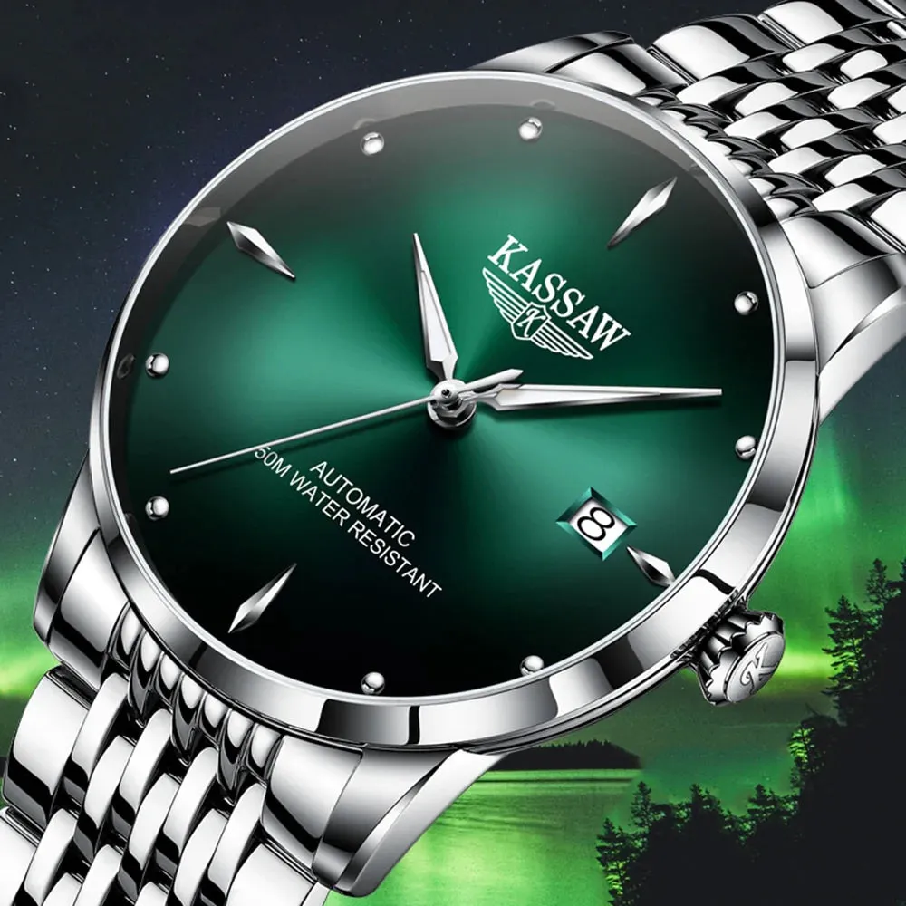 Sapphire Crystal Stainless Steel Automatic Mechanical Wristwatch for Men