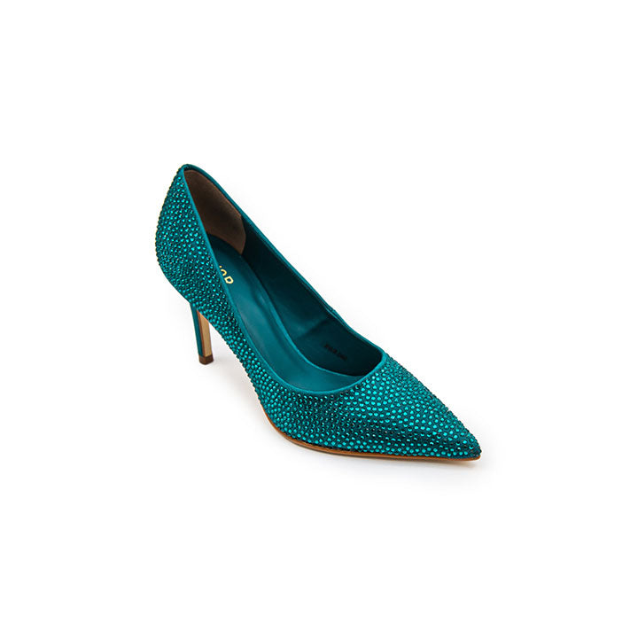 Scallop Edge Satin Diamante Pointed Pump BWR 040