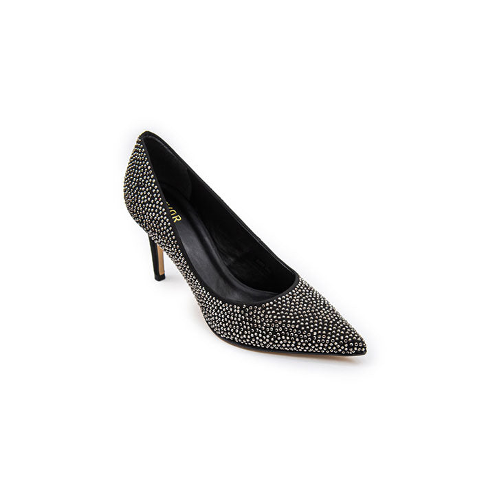 Scallop Edge Satin Diamante Pointed Pump BWR 040