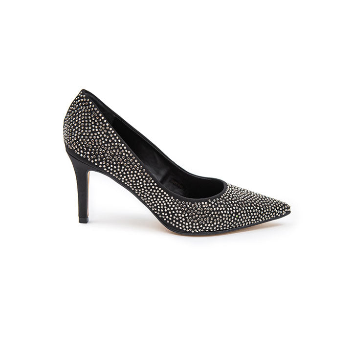 Scallop Edge Satin Diamante Pointed Pump BWR 040