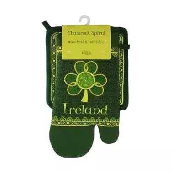 Shamrock Spiral Oven Mitt & Pot Holder