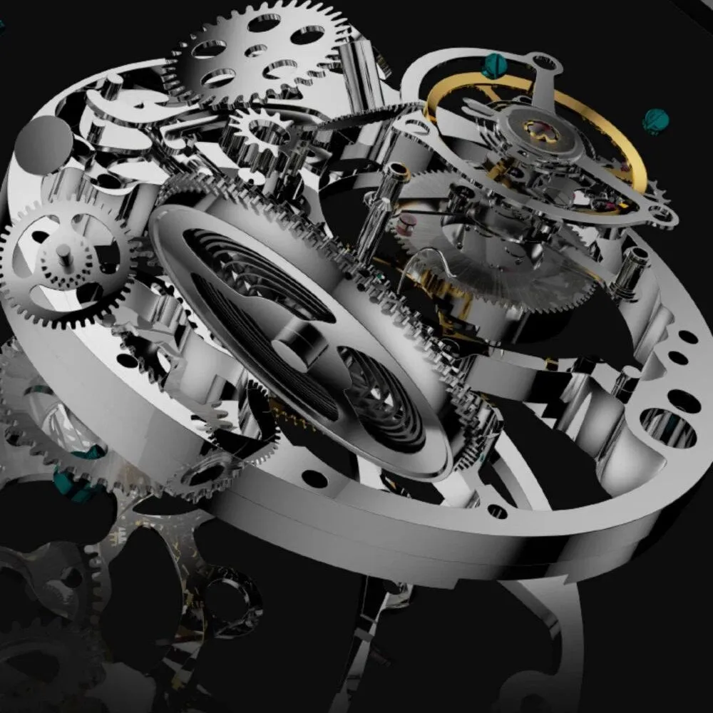 Simple Style Tourbillon Mechanical Skeleton Movement Wristwatch for Men