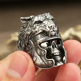 Skull & Wolf Head Stainless Steel Ring for Men