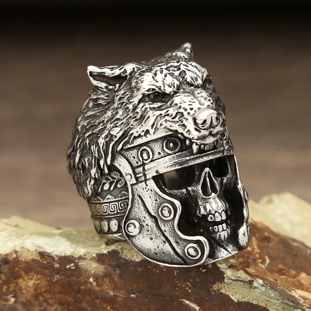 Skull & Wolf Head Stainless Steel Ring for Men