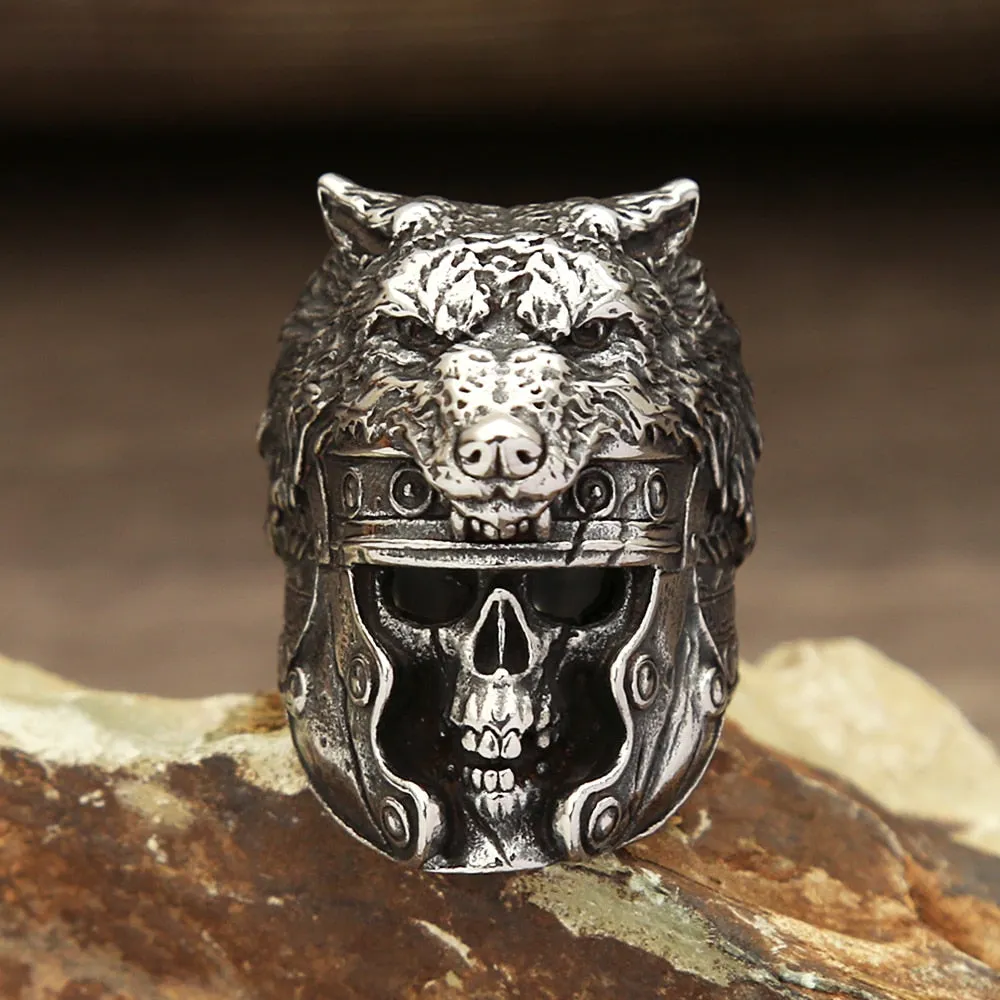 Skull & Wolf Head Stainless Steel Ring for Men