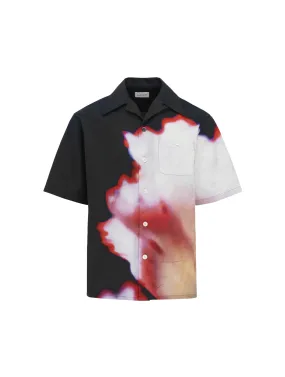 Solarised Flower Print Hawaiian Shirt for Men in Multicolor