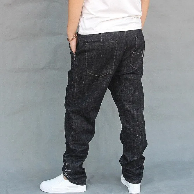 Solid Loose Fit Hiphop Streetwear Harlan Denim Harem Pants for Men