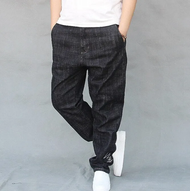 Solid Loose Fit Hiphop Streetwear Harlan Denim Harem Pants for Men