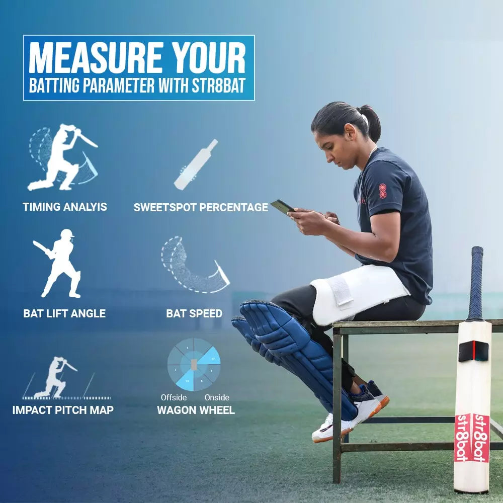 str8bat cricket bat sensor ( Including 1 year str8bat app subscription)