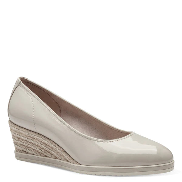 Tamaris Wedge Pump Beige Patent