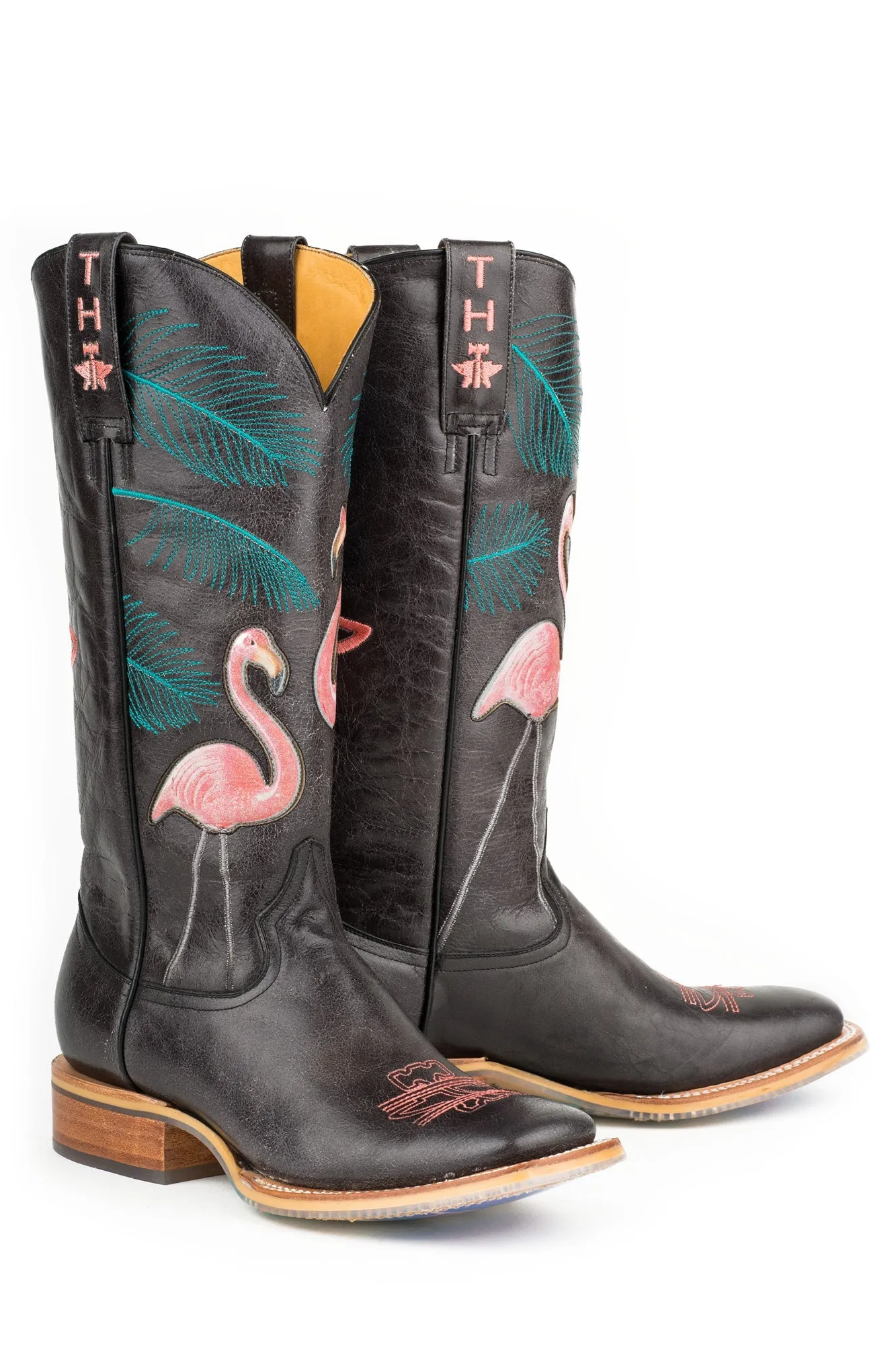 Tin Haul Womens Flamingo Trailerhood Black Leather Cowboy Boots