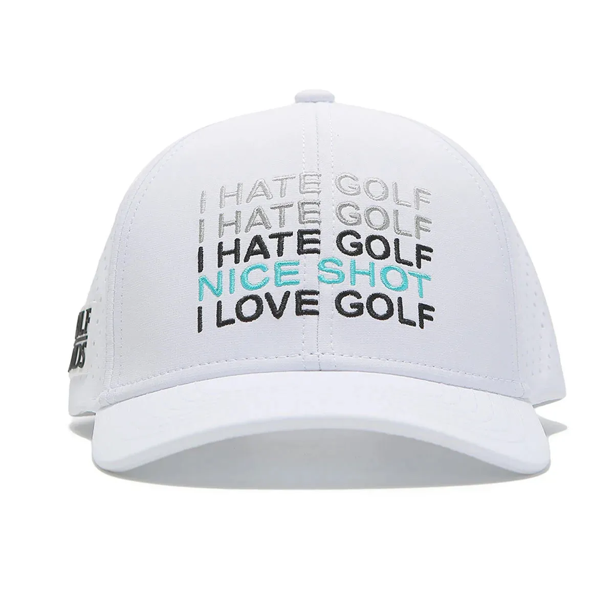 TOUR PRO I Hate Golf Hat in White with Curved Brim