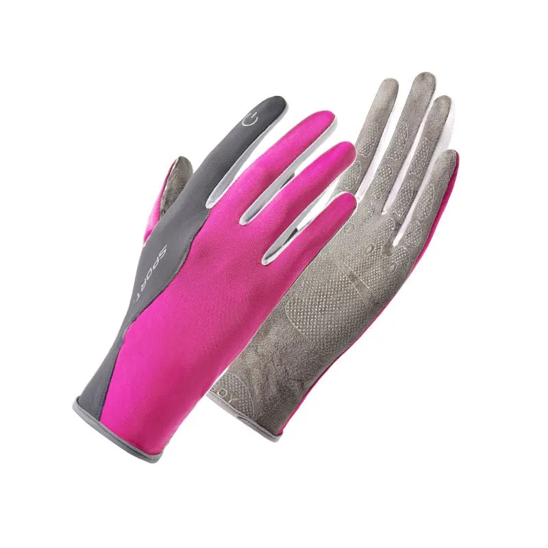 Unisex Breathable Ice Silk Non-slip Sunscreen Cool Driving Gloves