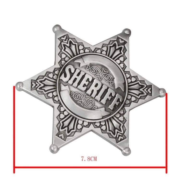 Wild Retro Hexagram Sheriff Badge Bold Metal Buckle Belt for Men