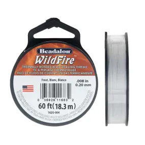 Wildfire Thermal Bonded Beading Thread, 20 Yard Spool, Frost / White (.008 Inch Thick)