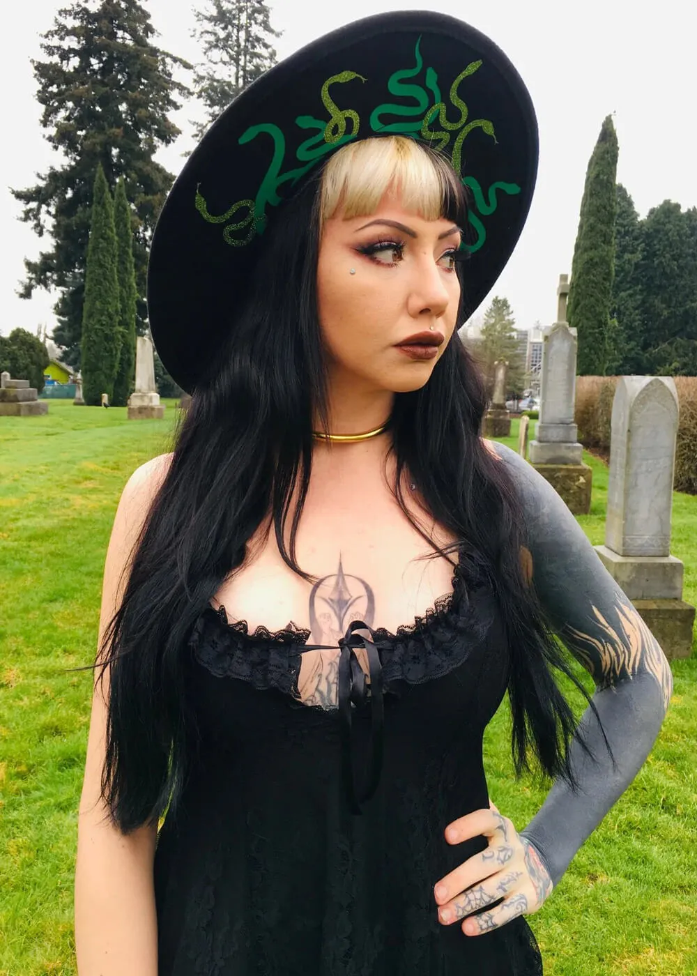 Witchwood Medusa Web XL Vegan Felt Hat Black